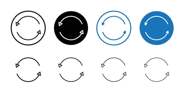 Actualizar el icono Arte plano en blanco y negro aislado