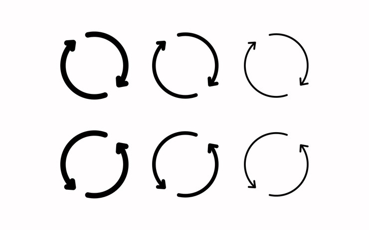 Vector actualizar iconos de flecha conjunto de líneas de flechas en un círculo diseño de botón de relog icono de vector