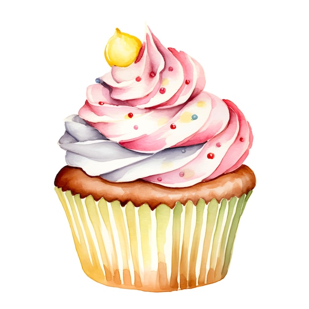 Acuarela amor cupcake clipart vector