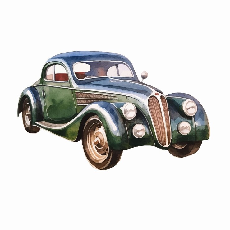 Vector acuarela automóvil deportivo aislado fondo blanco