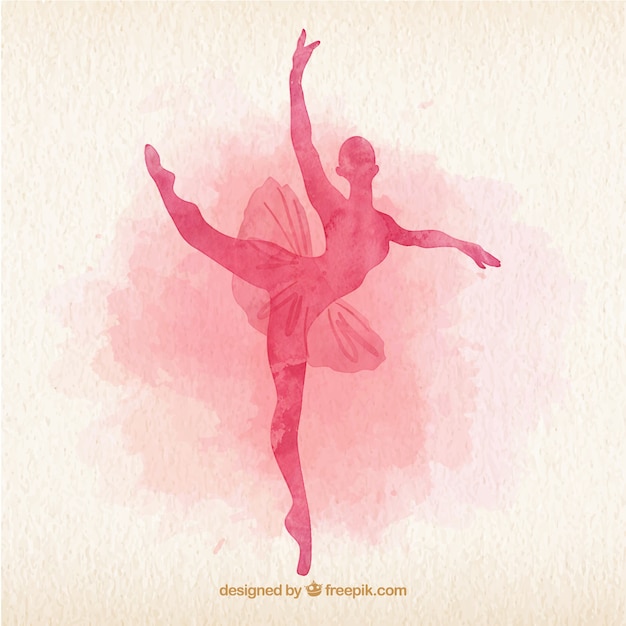 Acuarela del bailarín de ballet Silhoutte