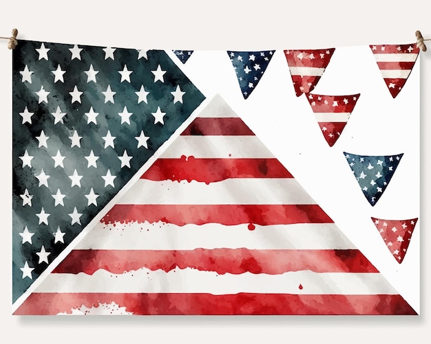 acuarela, bandera americana, fondo, vector, ilustración, grunge, americano, flagvintage, bandera, de, estados unidos de américa