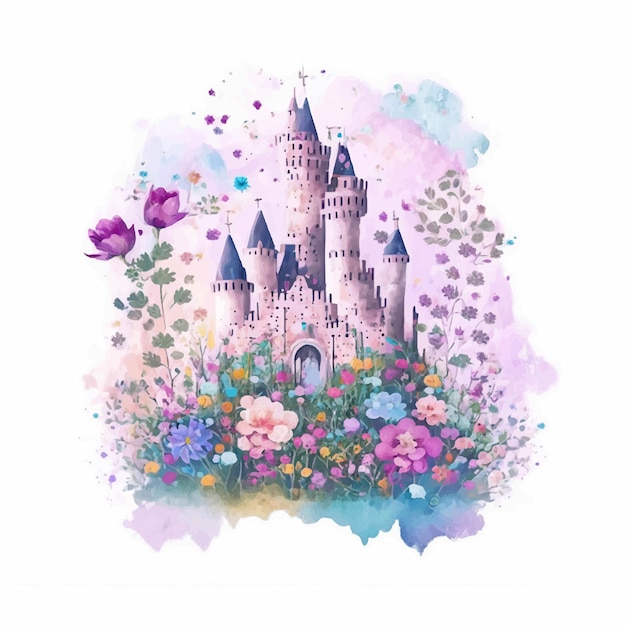 Acuarela de castillo floral
