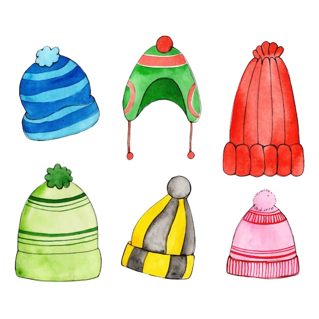 Acuarela colección de elementos de invierno y navidad.