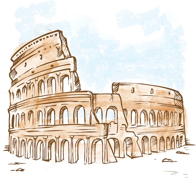 acuarela el colosseo romano