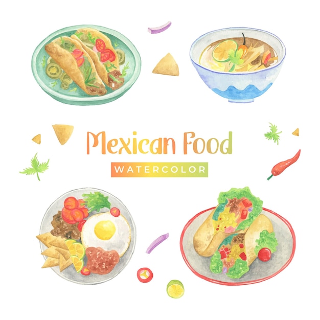 Acuarela de comida mexicana