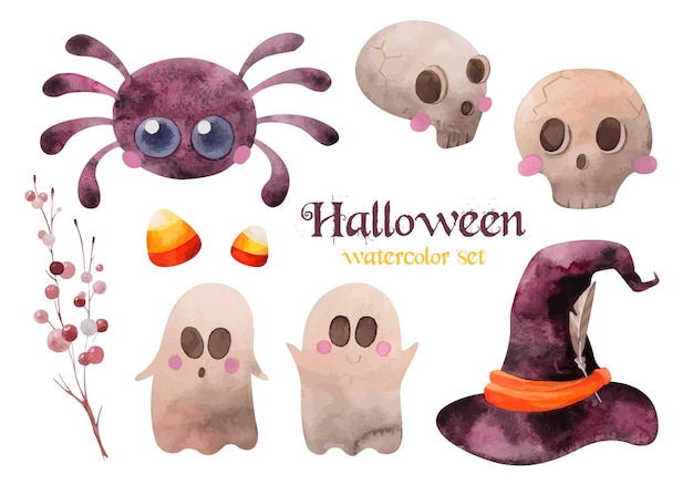 Acuarela conjunto de Halloween