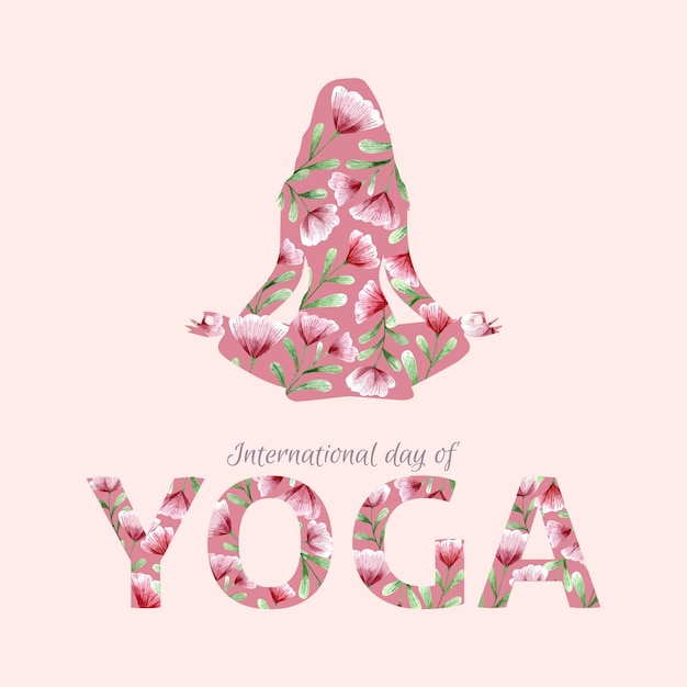 Acuarela día internacional del yoga