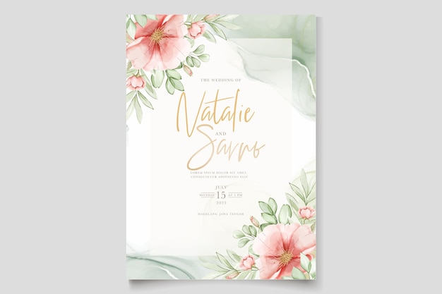 acuarela dibujada a mano floral y hojas conjunto de tarjetas