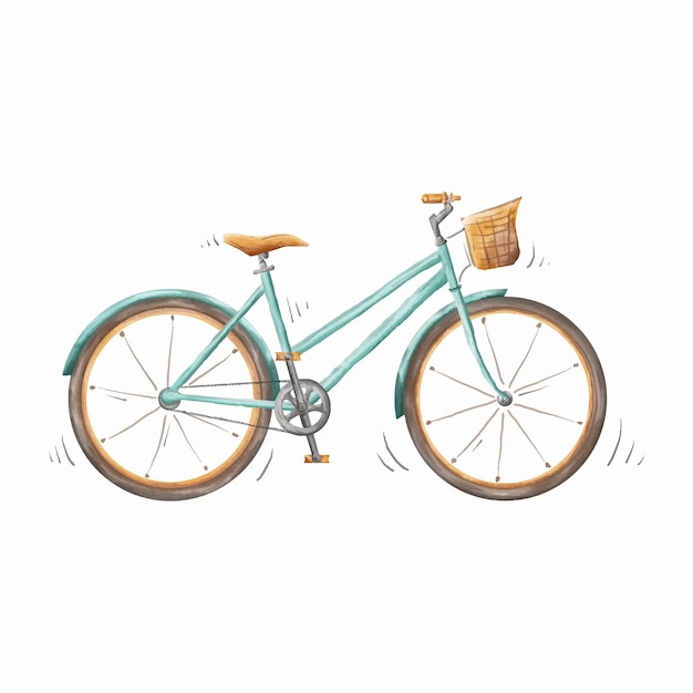 Acuarela dibujada mano linda aislada de la bicicleta del trullo en el fondo blanco vector premium