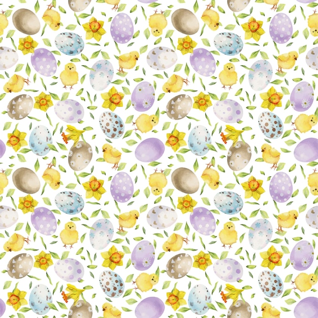 Acuarela dibujada a mano Pascua celebración clipart Patrón sin costuras con huevos pintados arcos flores Color pastel Aislado sobre fondo blanco Para invitaciones regalos tarjetas de felicitación impresión textil