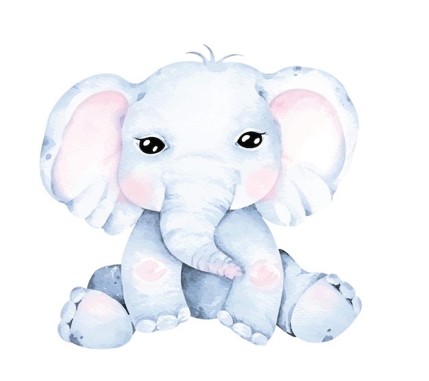Acuarela de dibujos animados de elefanteSafari AnimalLindo paquidermo