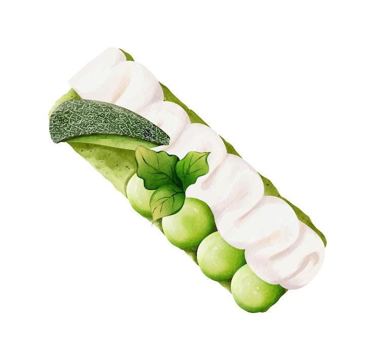 Vector acuarela de diseño de vector de vista superior de pastel de milhojas de melón