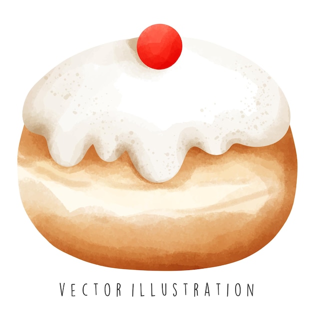 Vector acuarela feliz hanukkah con postres ilustración vectorial