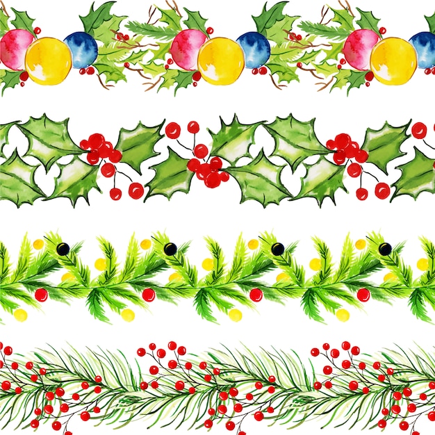Acuarela feliz navidad fronteras coleccion