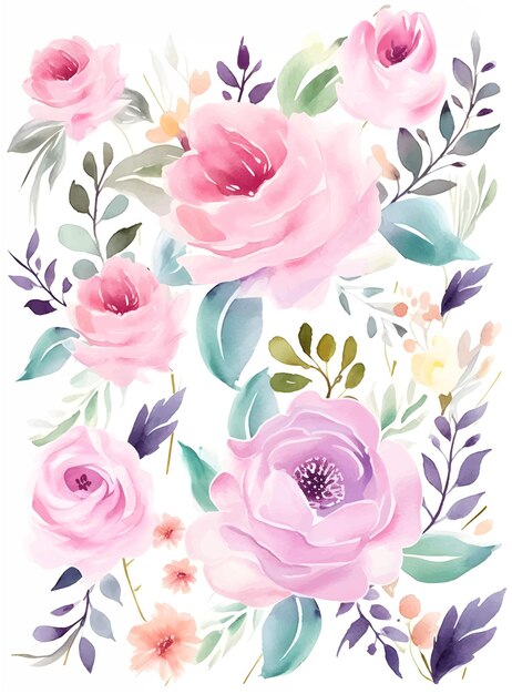 Acuarela flor hojas clipart