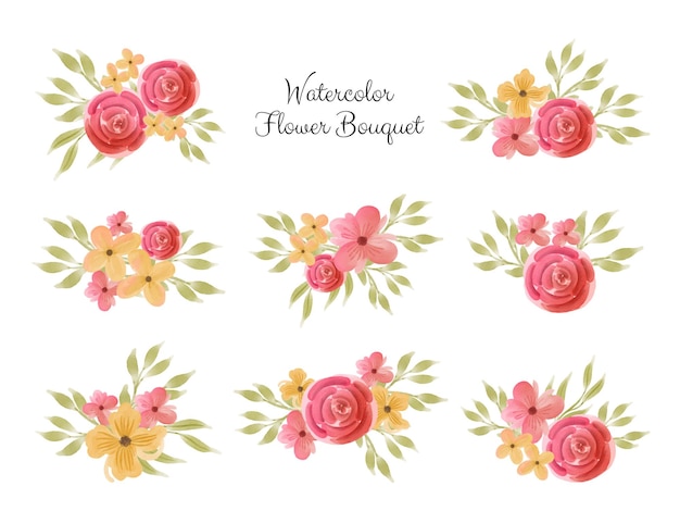 acuarela flor ramo vector dibujado a mano ilustración