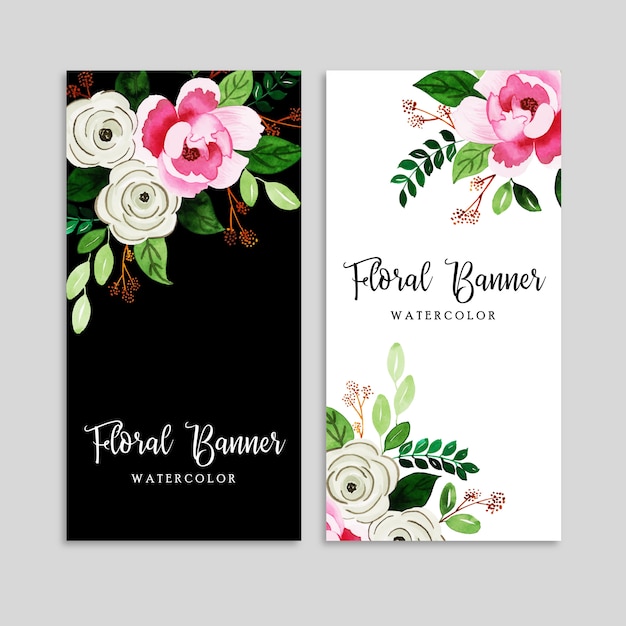 Acuarela floral banner set