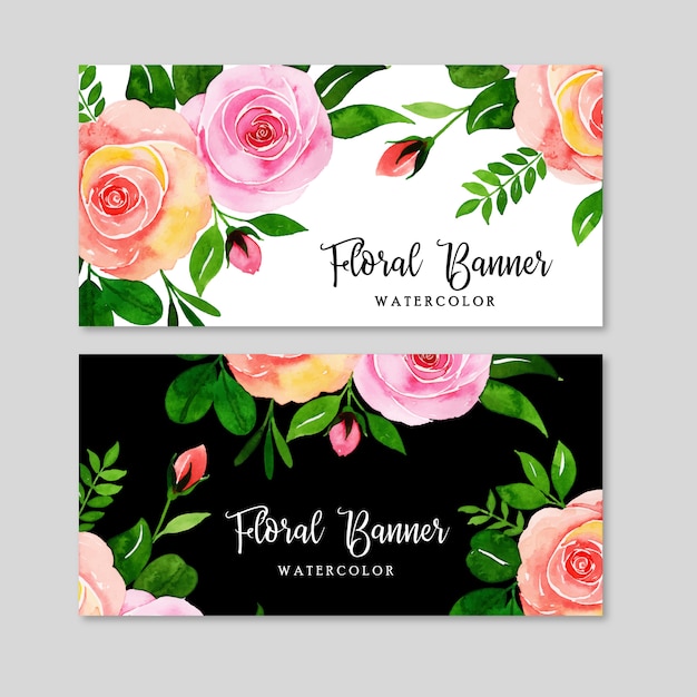 Acuarela floral banner set