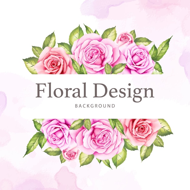 acuarela floral y hojas de diseño de tarjeta de boda