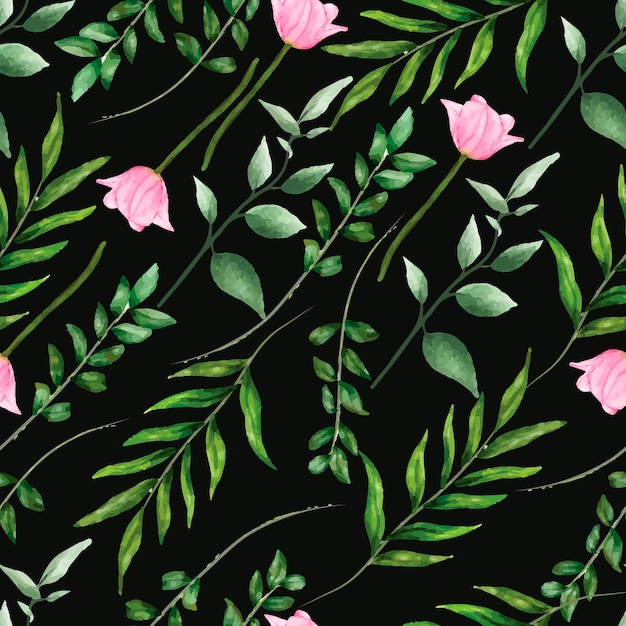 acuarela floral mano dibujo de patrones sin fisuras