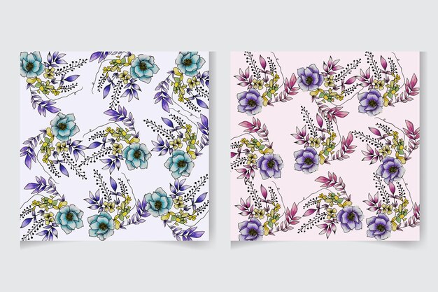 Acuarela floral de patrones sin fisuras con hermosas flores vectoriales pintadas a mano y hojas para tela