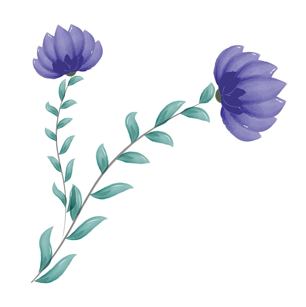 Acuarela flores plantilla invitación vector ilustraciones