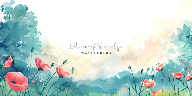 acuarela fondo de paisaje floral