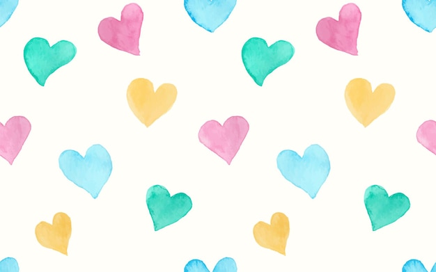 Acuarela en forma de corazón varios como patrones sin fisuras