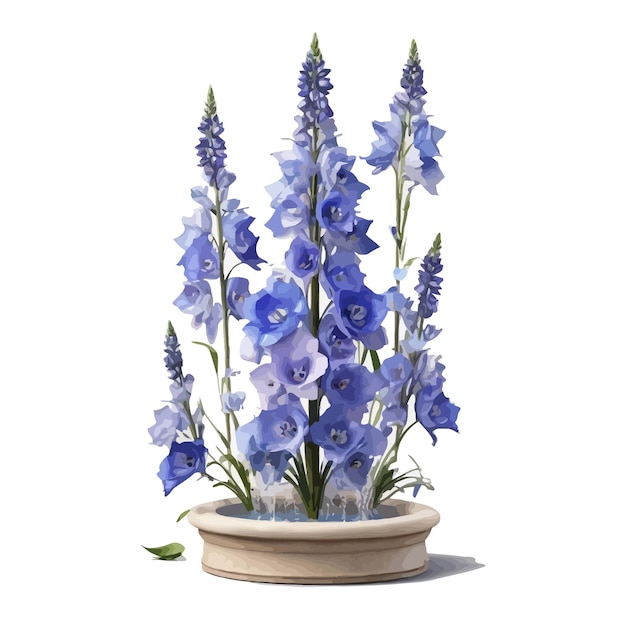 Vector acuarela fuente mágica delphinium clipart fondo blanco editable