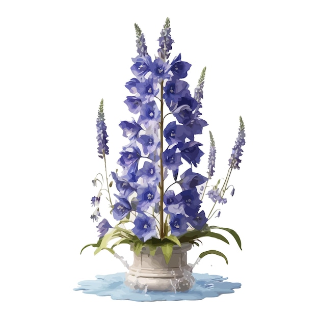 Vector acuarela fuente mágica delphinium clipart fondo blanco editable