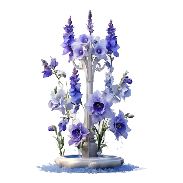 Vector acuarela fuente mágica delphinium clipart fondo blanco editable