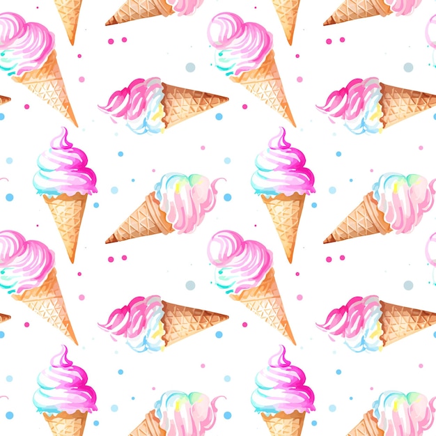 Acuarela de helado en patrones sin fisuras