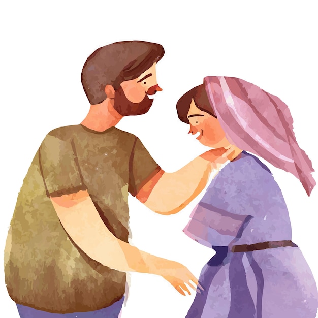 acuarela de una ilustración de una pareja