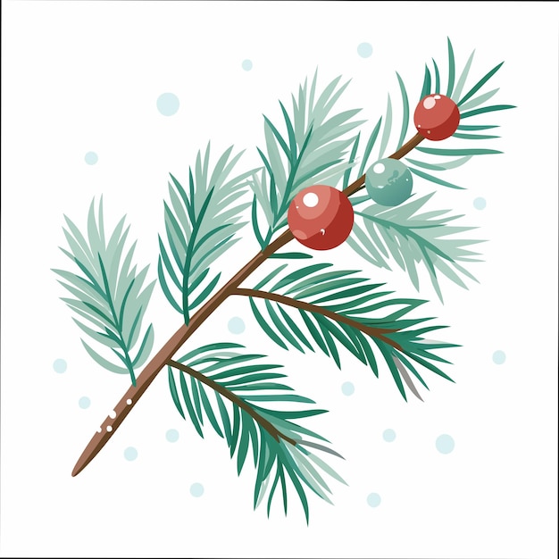 Acuarela de invierno nevado rama de pino de Navidad Ilustración Diseño vectorial