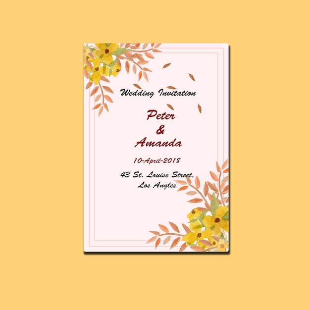 Acuarela invitación floral de boda
