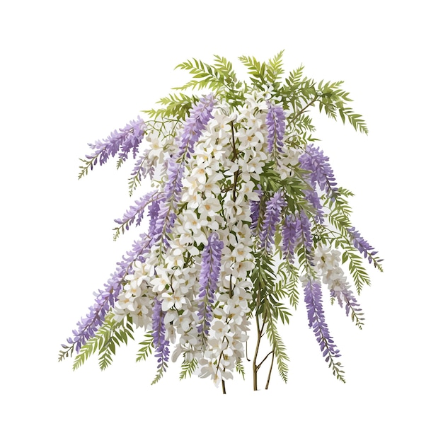 Acuarela logissima alba wisteria clipart con fondo blanco editable