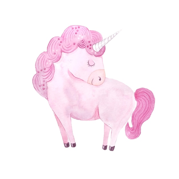 Acuarela mágica moda rosa unicornio ilustración lindo bebé caballo ilustración