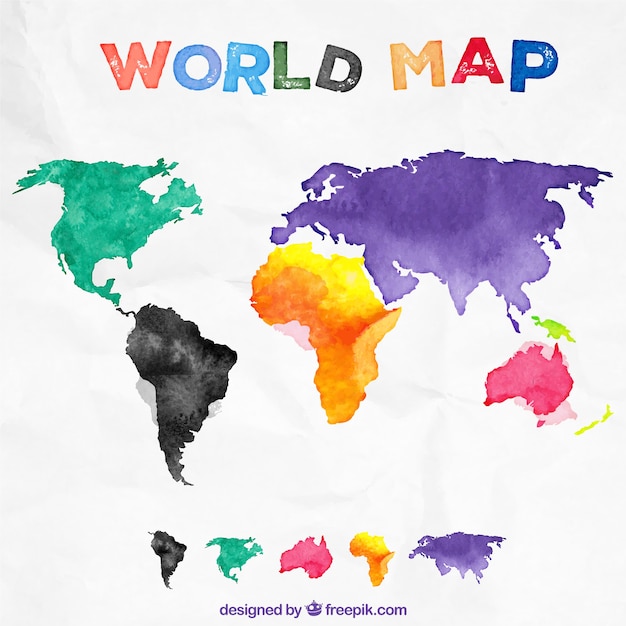 Acuarela mapa del mundo