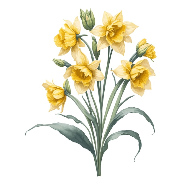 Acuarela Narciso Carlton Clipart Floral