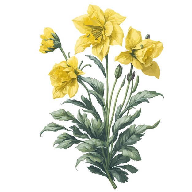 Vector acuarela narciso geranio clipart floral