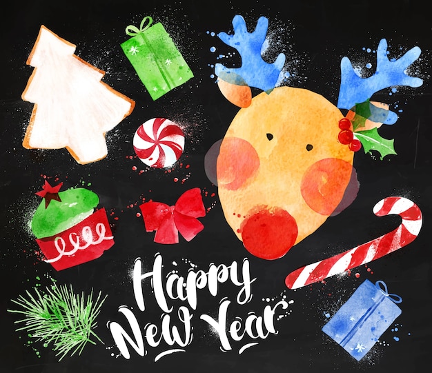 Acuarela de Navidad firma tiza