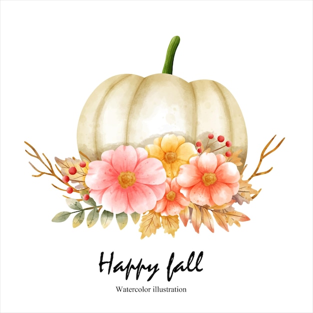 Acuarela otoño calabaza otoño temporada vector ilustración