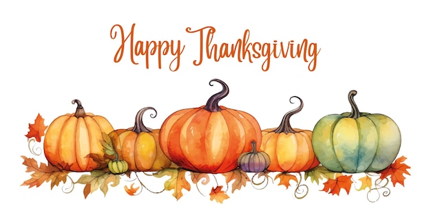 Acuarela de otoño Clip Art de calabaza Acción de Gracias Ilustración de acuarela de Otoño