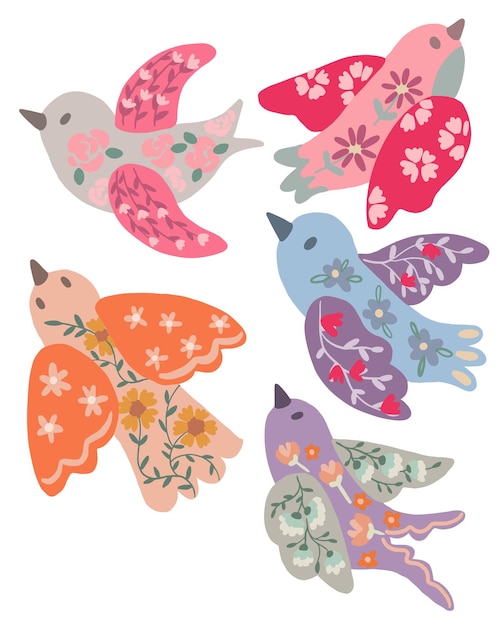 acuarela pájaro elementos clip art mano dibujar