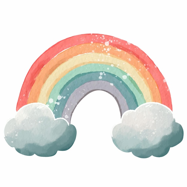 Acuarela pastel nursery arco iris nubes esponjosas Perfecto para ilustraciones infantiles decoración de nursery