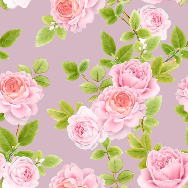 acuarela patrón sin costuras diseño floral y hojas