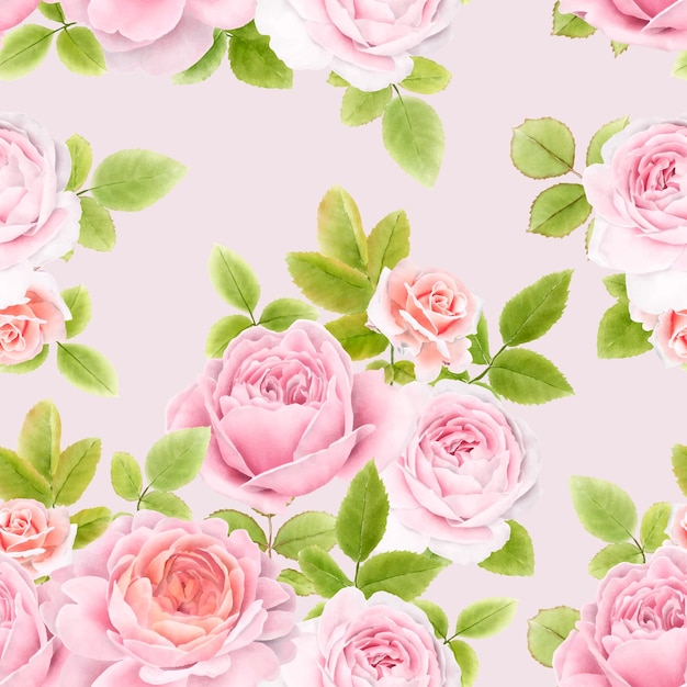 acuarela patrón sin costuras diseño floral y hojas