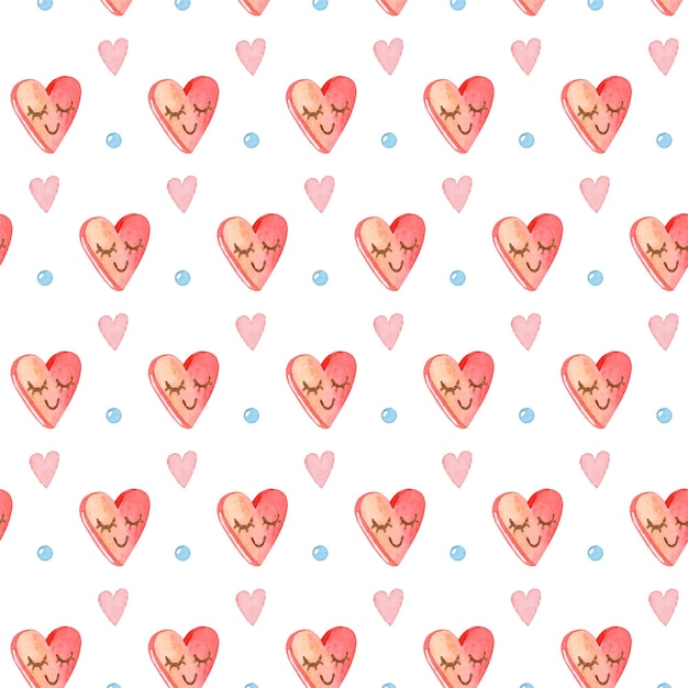 acuarela de patrones sin fisuras con el corazón de San Valentín
