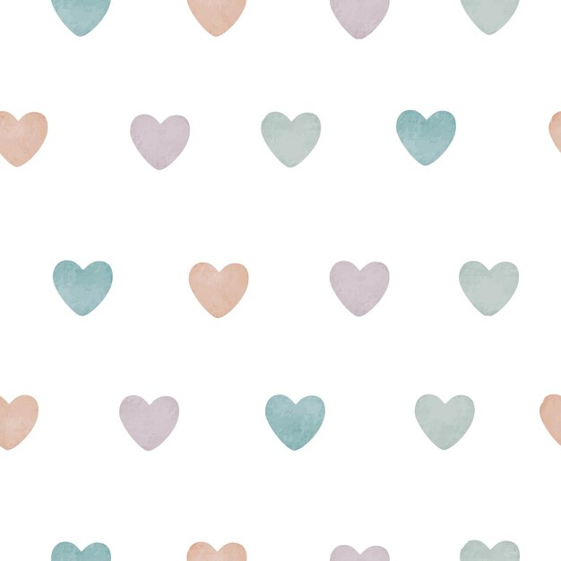 Acuarela de patrones sin fisuras con corazones de color pastel